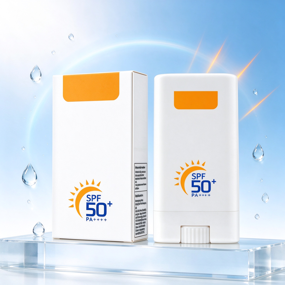 忙しい日の外出前に、手軽に紫外線対策を。SPF50+ 日焼け止めスティック｜太陽のようなオレンジと清潔感のあるホワイトで彩る、毎日のUVケア習慣