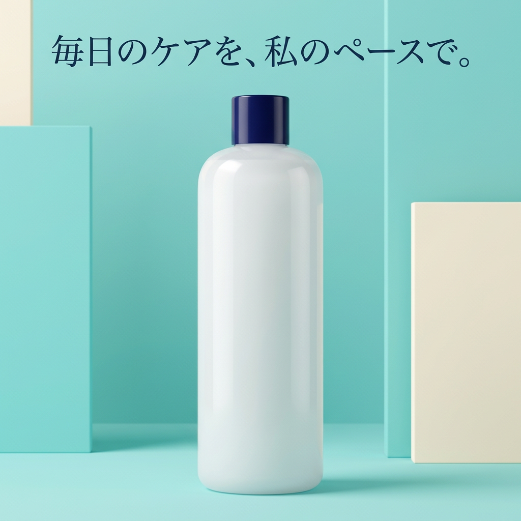 紺色のキャップとボトル全体の詳細イメージ