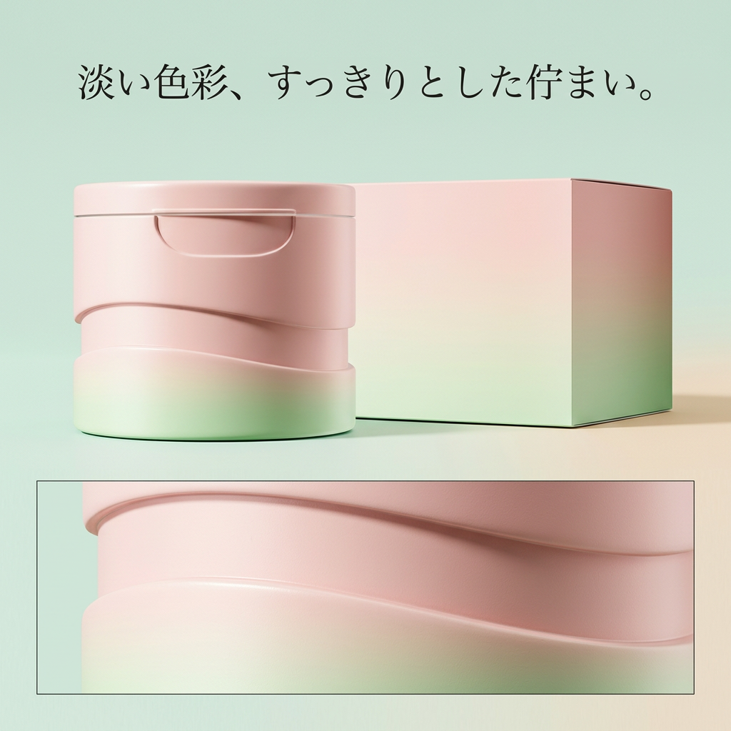 ピンクからミントへの配色を紹介する詳細画像