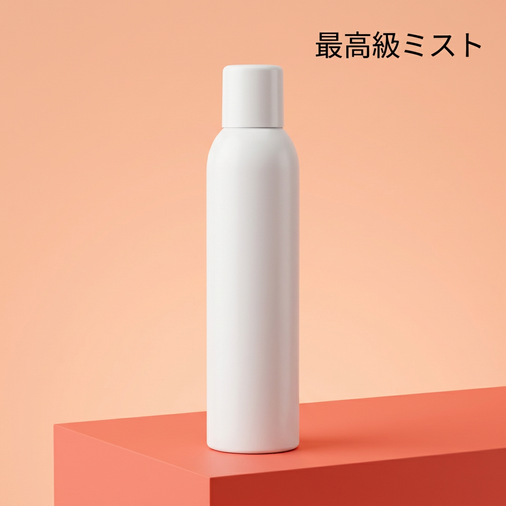コーラルの背景で斜めから見た保湿ミスト