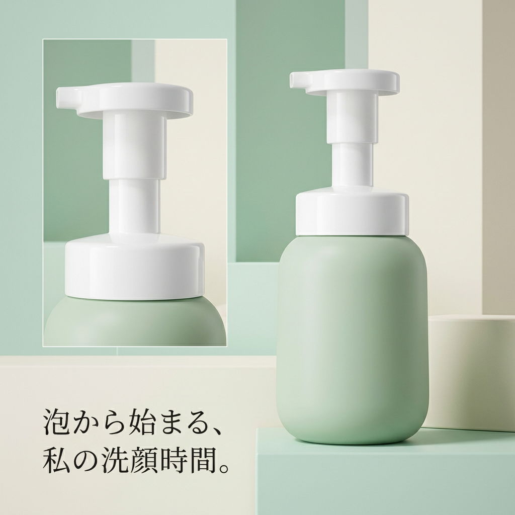 白いポンプとボトル全体の詳細イメージ