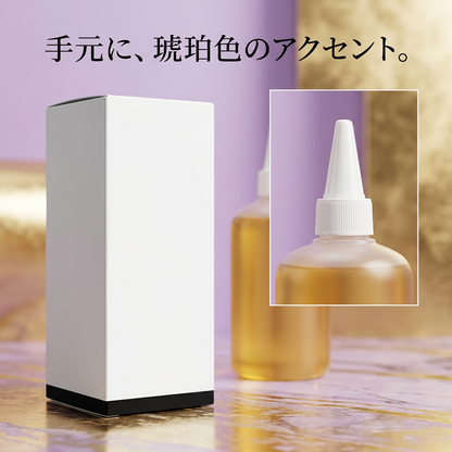 白い先細のパーツとボトル全体を紹介する詳細イメージ